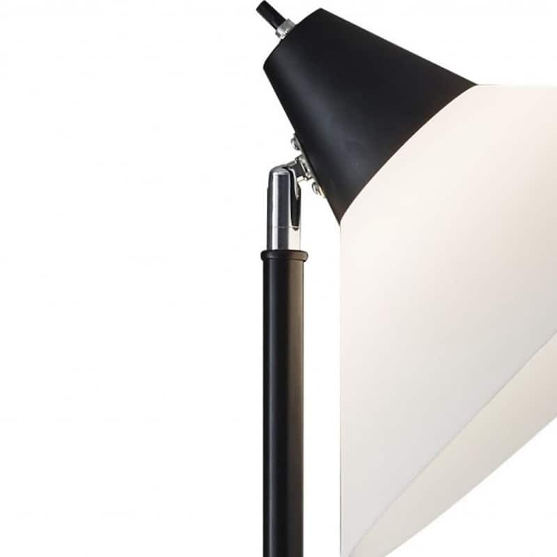 Metal Cone Floor Lamp with White Plastic Shade Rotary Switch - 10” x 12” x 71.5” (D x W x H)