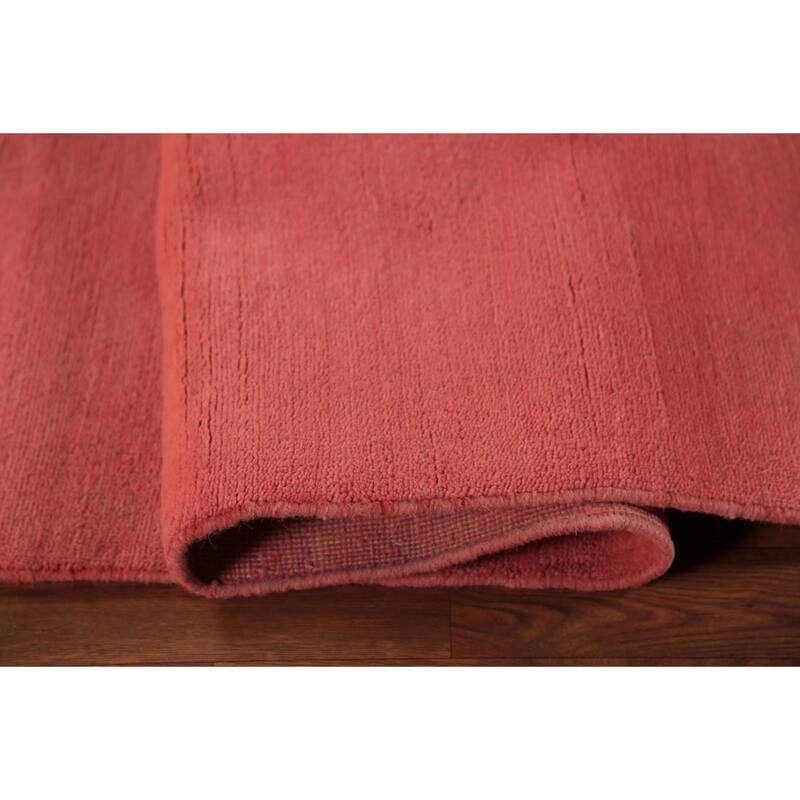 Pink Gabbeh Modern Area Rug Hand-Knotted Wool Carpet - 6'3" x 9'10"