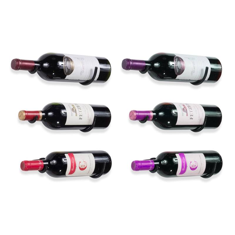 Rustic State Set of 3 Salon Wall Mount Iron Wine Bottle Rack - 6 Pack