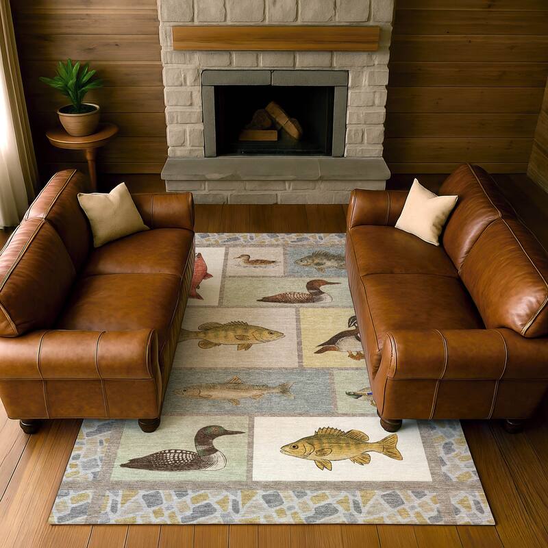 Machine Washable Indoor/ Outdoor Cabin Lodge Chantille Rug