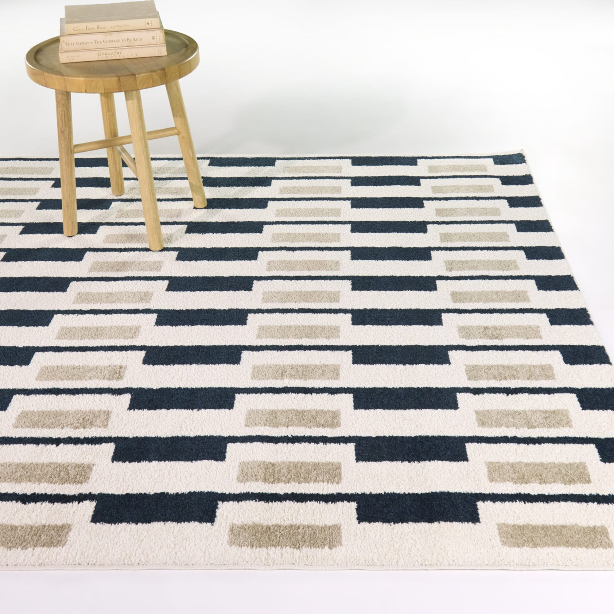 LaMonte Mid-Century Modern Colorblock Stripe Area Rug