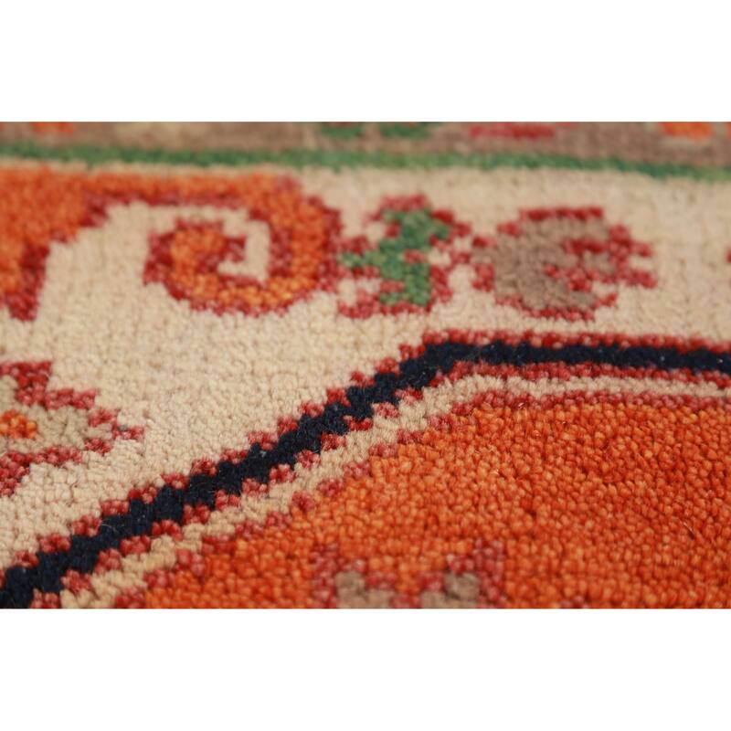 Orange Medallion Heriz Serapi Oriental Rug Hand-Knotted Wool Carpet - 8'1" x 9'11"