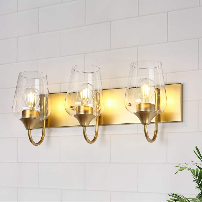 Modern Gold 3-Light Bathroom Vanity Light Designed Glass Wall Sconces - W21.9" * L9.8" * H6.7"