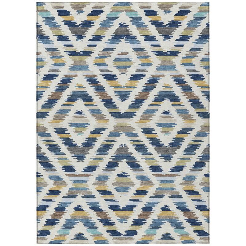 Machine Washable Indoor/ Outdoor Global Diamdon Chantille Rug