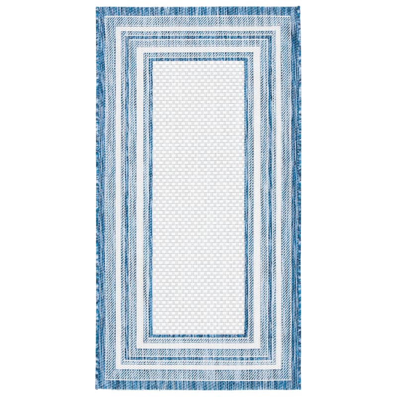 SAFAVIEH Courtyard Vickie Indoor/ Outdoor Waterproof Patio Backyard Rug - 3' x 5' - Ivory/Navy