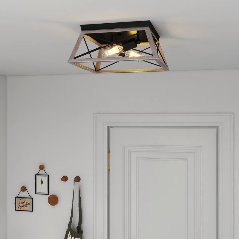 2 Light Farmhouse Flush Mount Ceiling Light