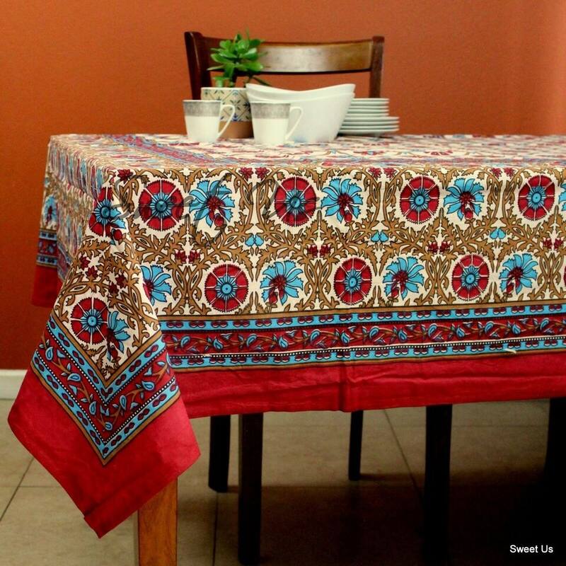 Cotton Floral Tablecloth Rectangle Dining Linen Collection