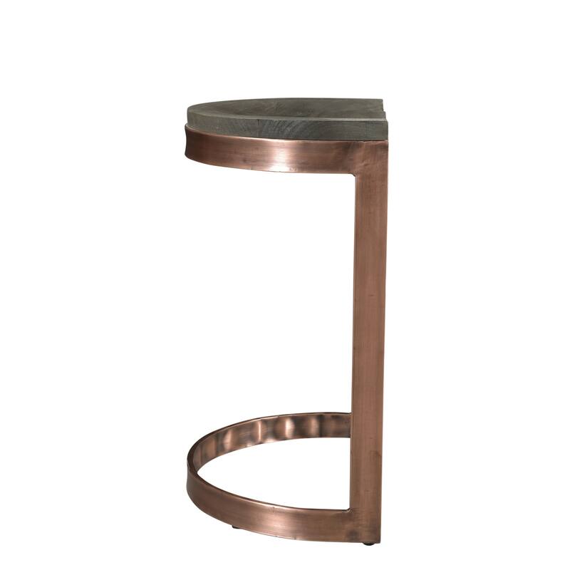HomeRoots 26" Gray and Copper Solid Wood and Iron Backless Counter Height Bar Chair