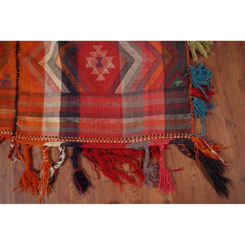 Tribal Kilim Persian Antique Runner Rug Flatweave Wool Carpet - 4'10"x 15'8"