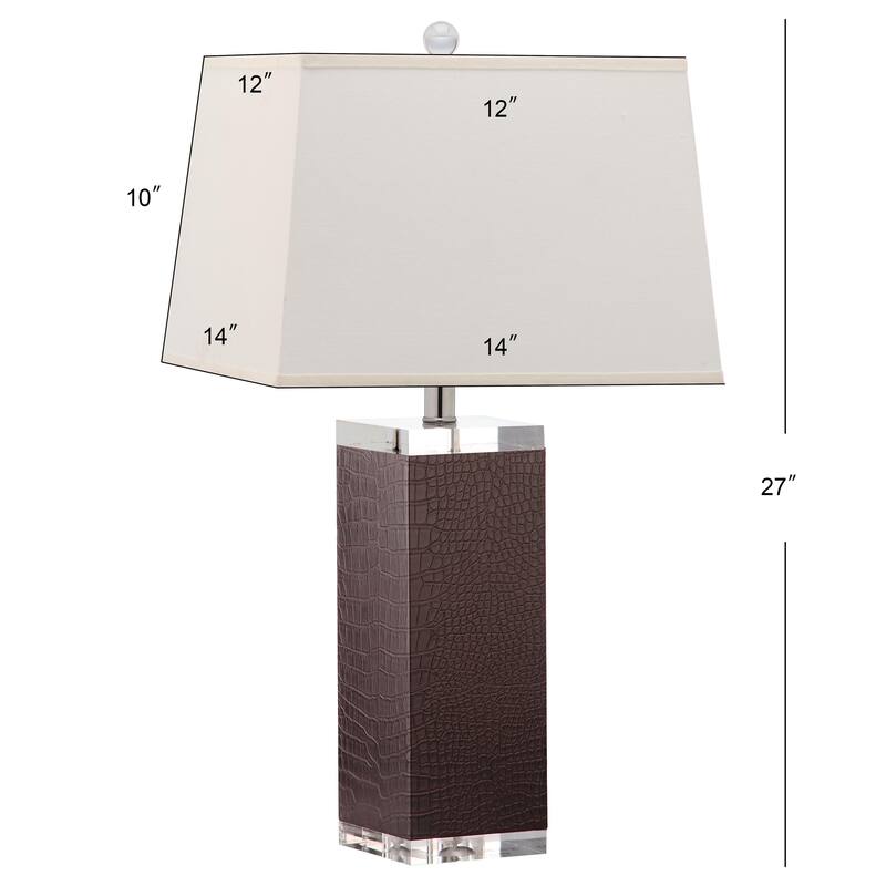 SAFAVIEH Lighting Buffy 27 Inch Navy Deco Leather Table Lamp (Set of 2)