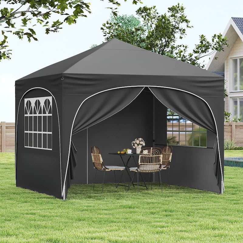 Costway 10 X 10 FT Pop up Canopy Tent Outdoor Easy Setup Sunshade with - See Details - Grey