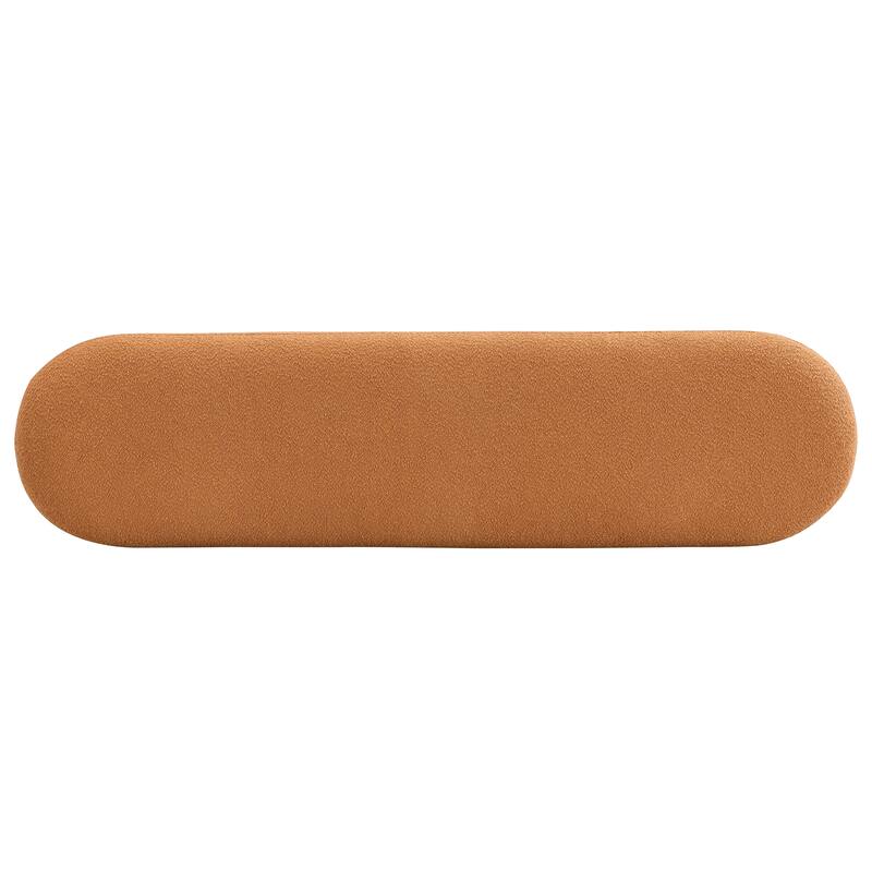 64"L Orange Boucle Ottoman Dining Bench - Upholstered End-of-Bed Entryway Seating for Living Room