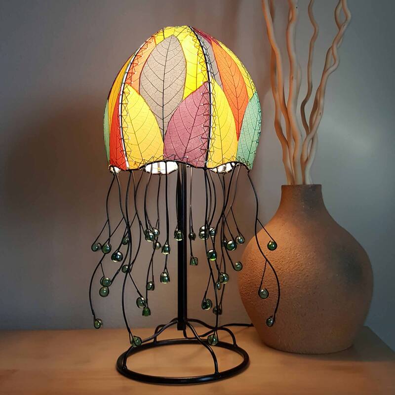 Eangee Handmade Jellyfish Table Lamp, Cocoa Leaves Shade, 10 x 10 x 24 in. - 10 x 10 x 24