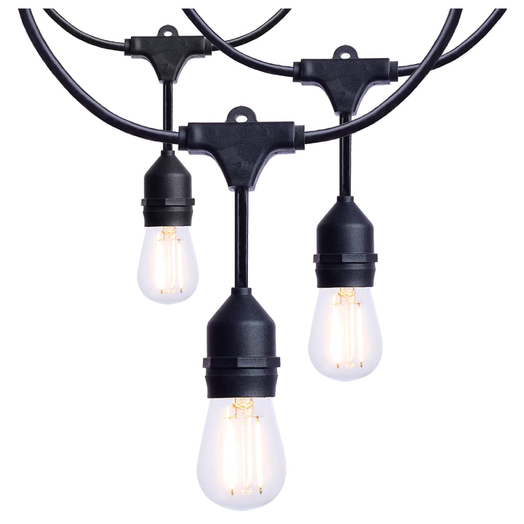 24 Foot LED String Light 12-S14 Lamps 2700K CCT Black 120 Volt