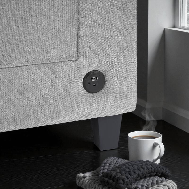 115.7" Modern U-Shaped Sectional Sofa with Cup Holders, Storage Space and USB Ports, Oversized Chenille Couch for Living Room