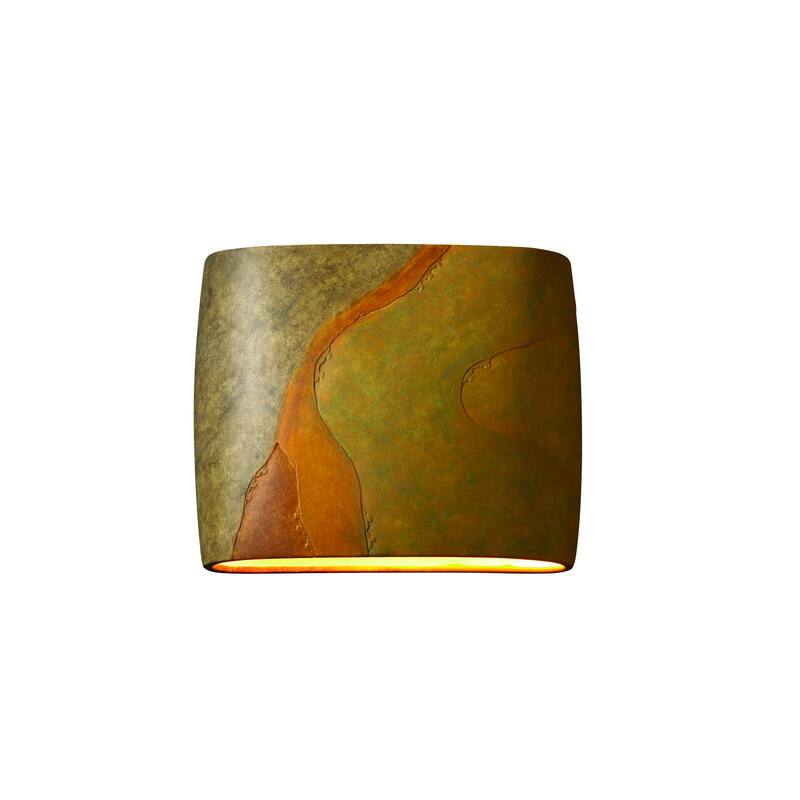 Justice Design Ambiance ADA Harvest Yellow Slate Wide Wall Sconce - Brown