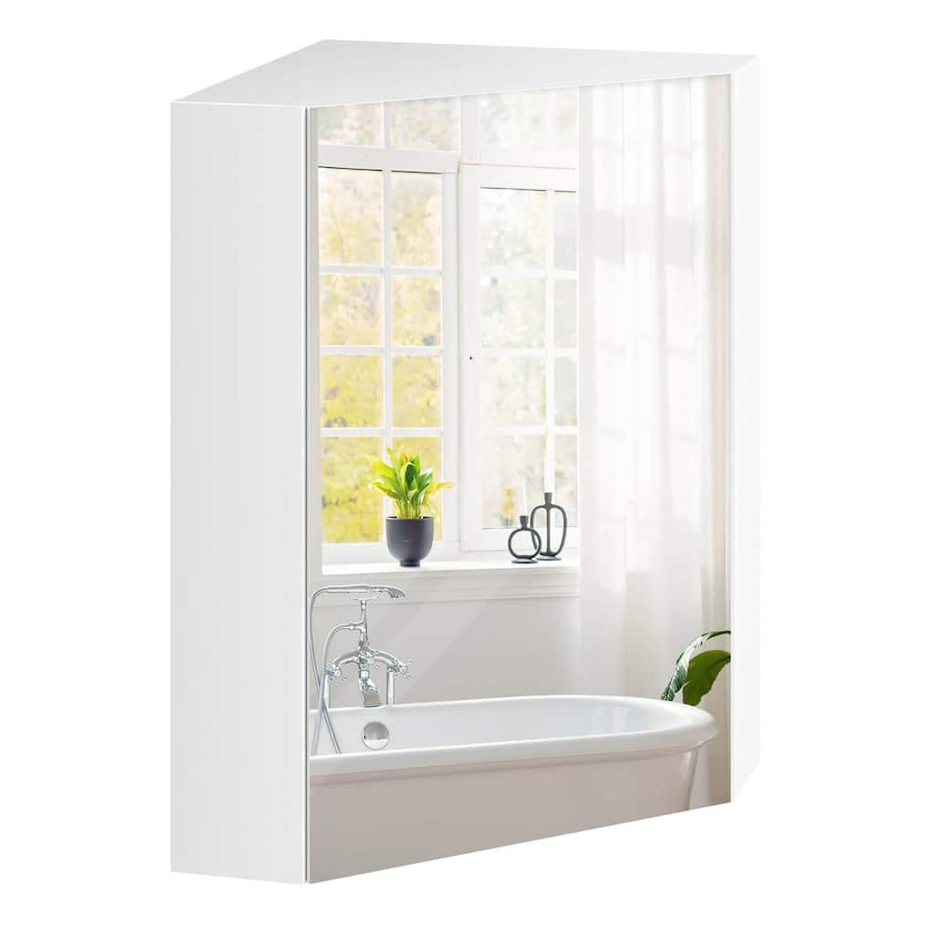 Costway 23.5" Wall Mounted Storage Organizer Corner Medicine Cabinet - See Details