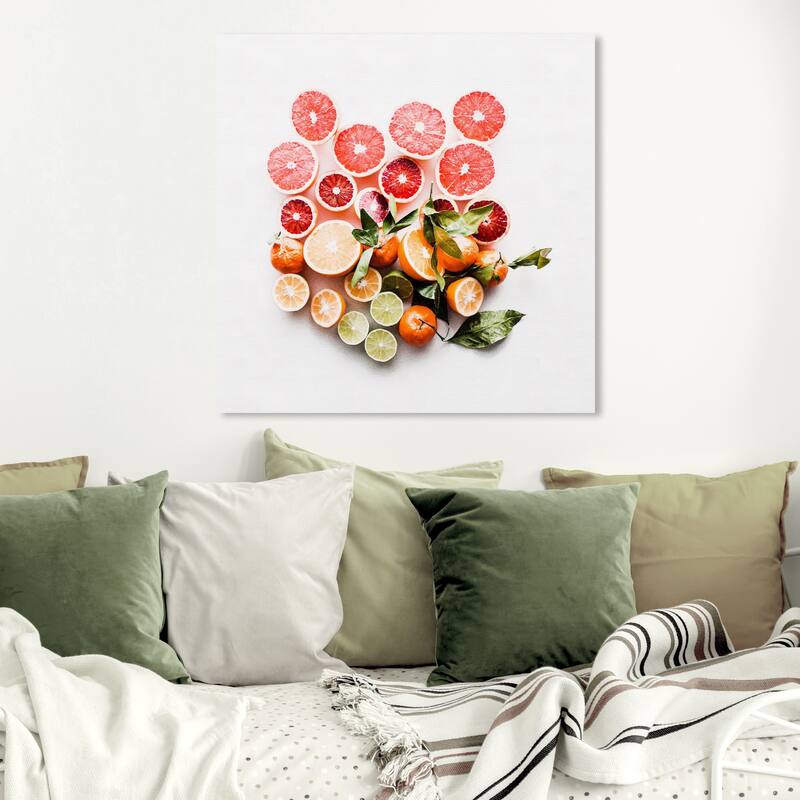 Wynwood Studio 'Citrus Love' Food and Cuisine Wall Art Canvas Print Fruits - Orange, Green - 30 x 30