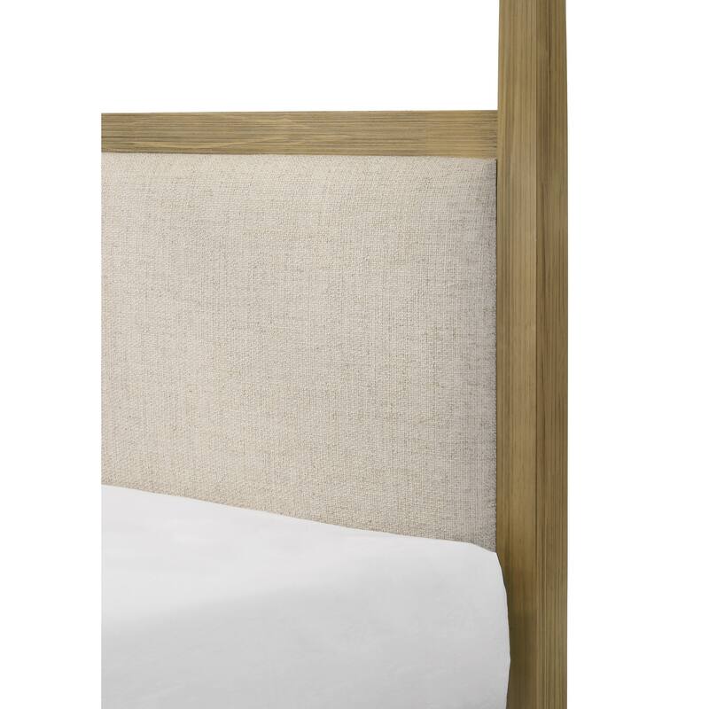 Queen Canopy Bed with Clean-lined Frame and Natural Wood Finish