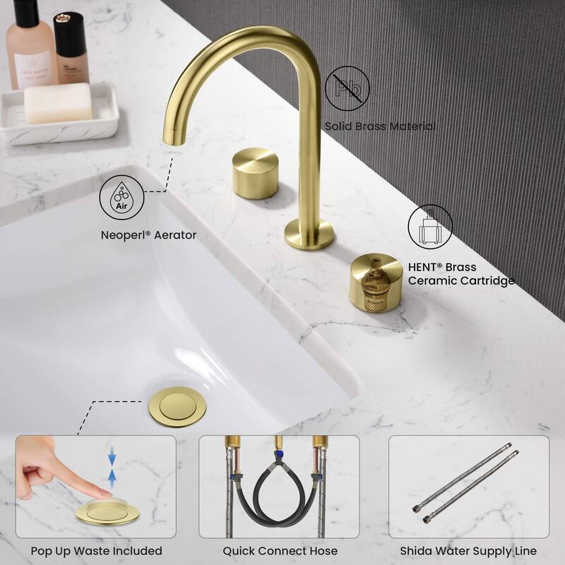 Circular X 8" Bathroom Sink Widespread Faucet with Drain Assembly