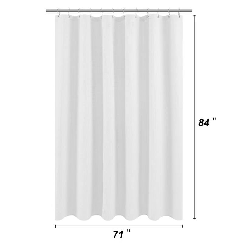 Dobby Waffle Shower Curtain with 12 Metal Hooks