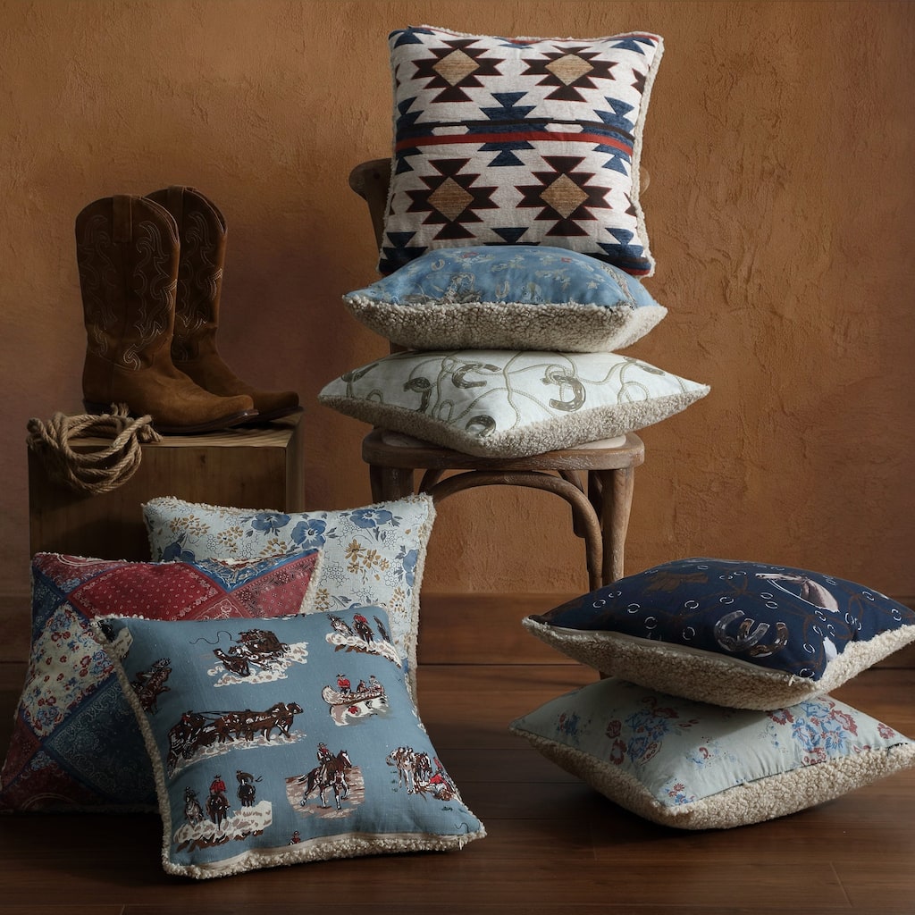 Tasha Polizzi for Paseo Road Western Design Teddy-Backed Bouclé Plush Pillow, 18" x 18"