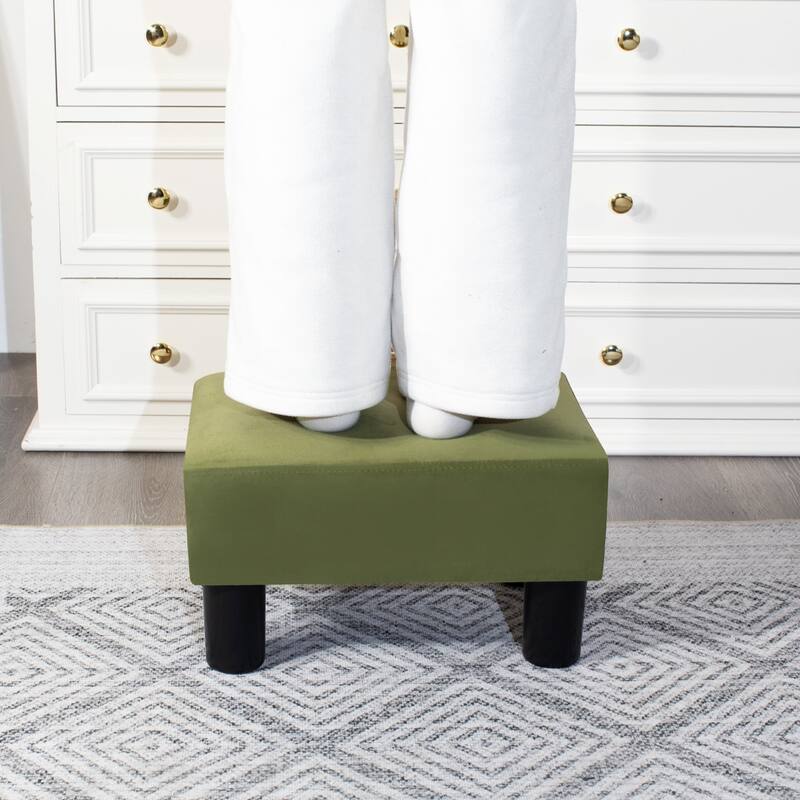 Adeco Small Rectangular Ottoman Modern PU Leather Footrest Stool Chair