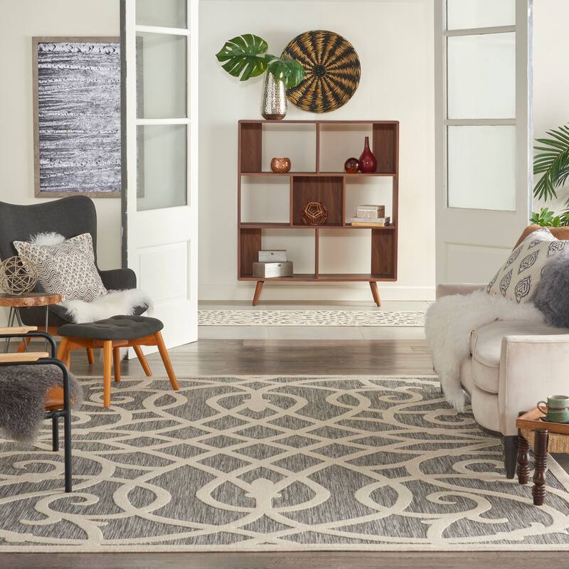 Nourison Palamos Geometric Scroll Indoor Outdoor Area Rug