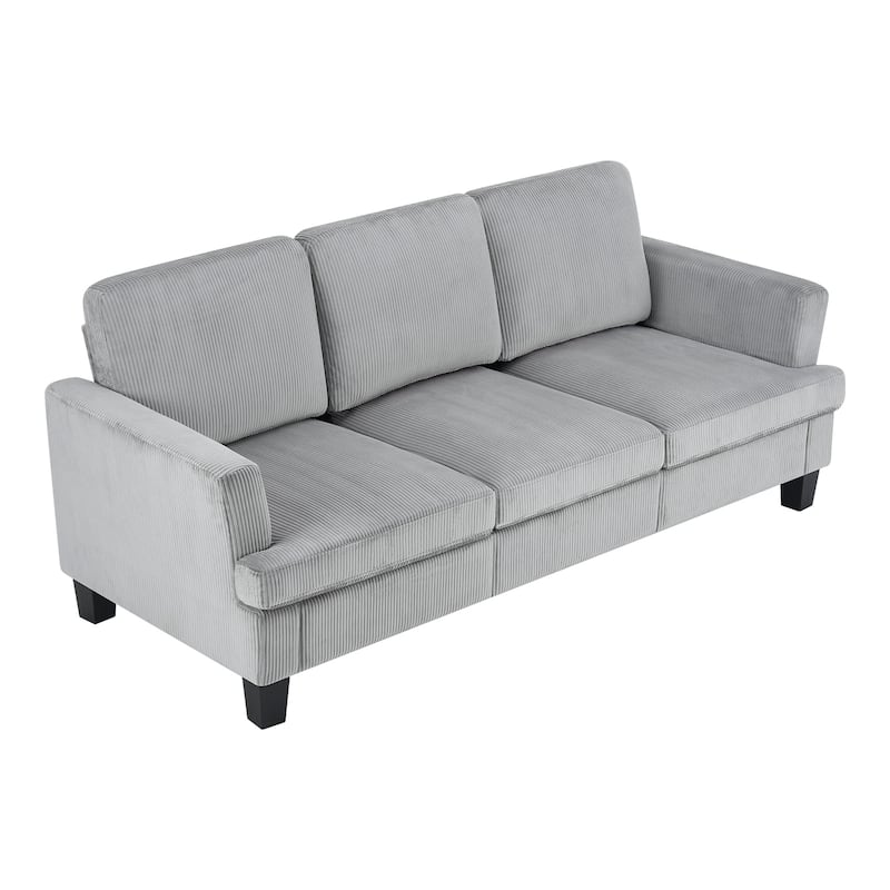 HomeRoots 84" Gray Corduroy Sofa