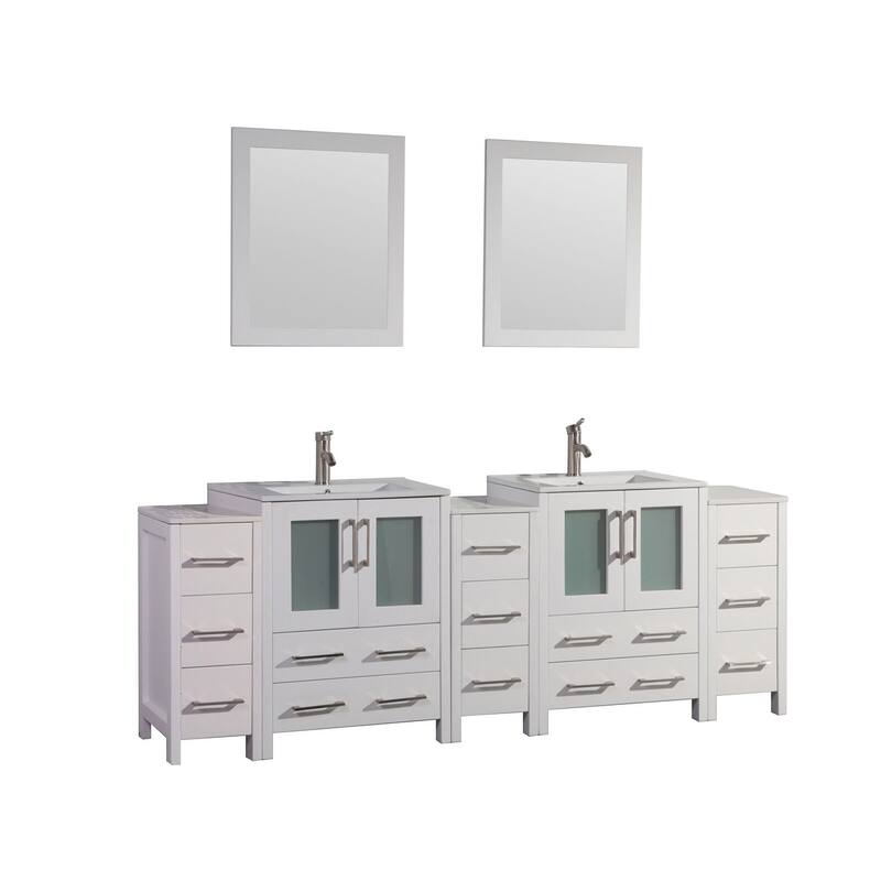 Vanity Art 84-Inch Double Sink Bathroom Vanity Set with Top and Free Mirrors - 84 X 18.1 X 35.8