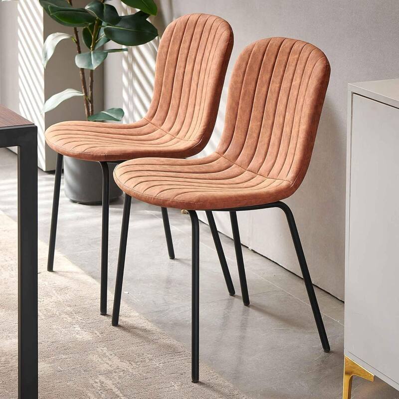 Howtai Upholstered Dining Chairs,Vintage PU Leather Accent Side Chairs