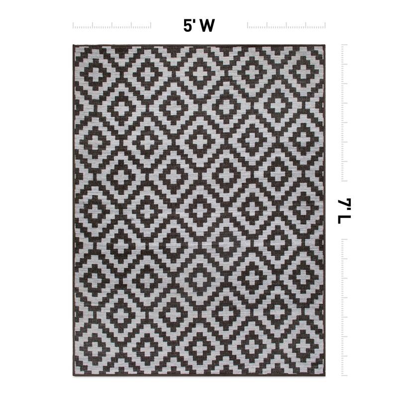 Contemporary Geometric Trellis Indoor/Outdoor Area Rug