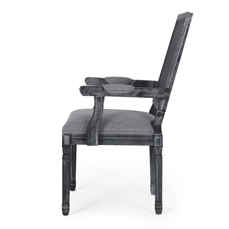 Maria Wood and Cane Upholstered Dining Chair by Christopher Knight Home - 23.75" L x 23.75" W x 39.75" H