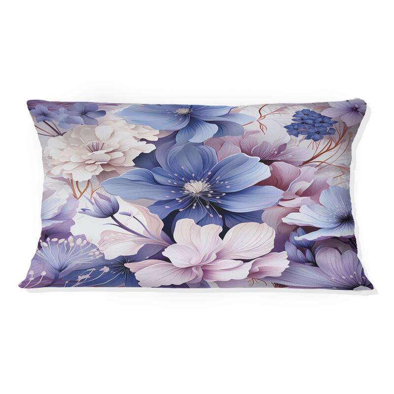 Designart "Wonderland White And Purple Flowers II" Floral Printed Throw Pillow