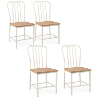 Gymax Dining Chair Set of 4 Armless Spindle Back Kitchen Chairs w/