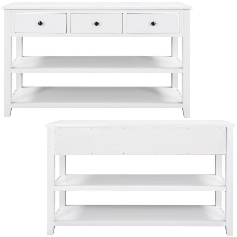 Minimalist Wooden Console Table with Black Circular Handles