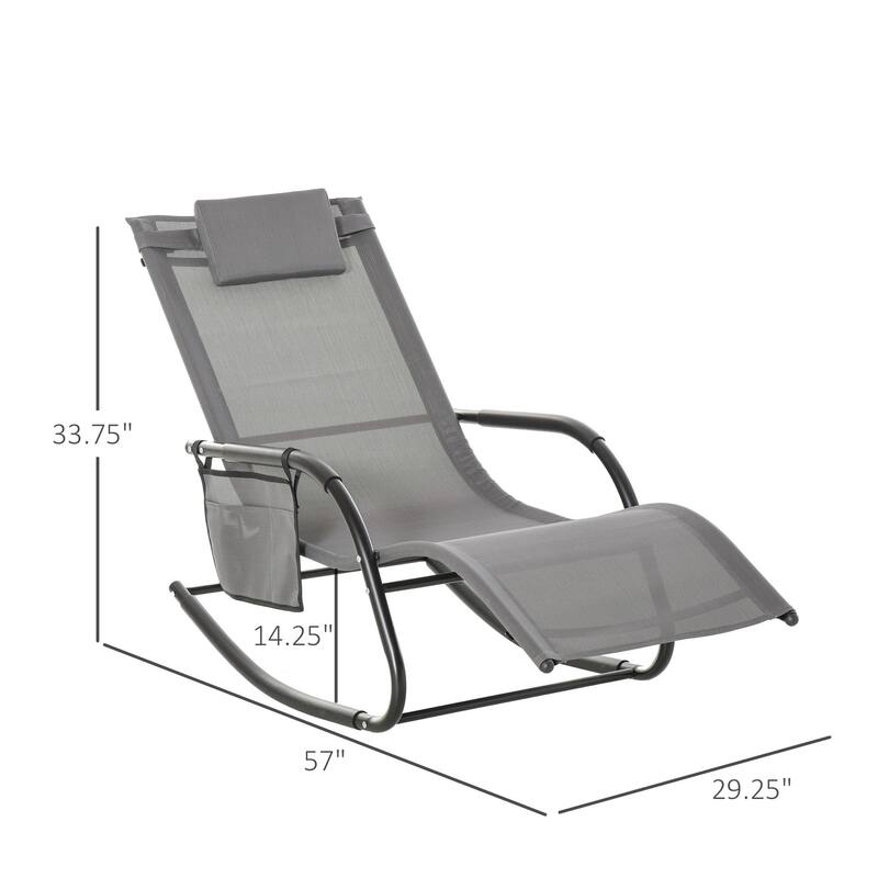 Outsunny Rocking Recliner Seat with Removable Headrest, Breathable Mesh Fabric for Garden and Patio