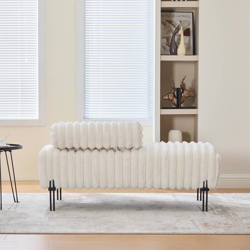End of Bed Bench Window Ottoman Footrest with Adjustable Back for Living Room Bedroom Entryway Hallway Small Space