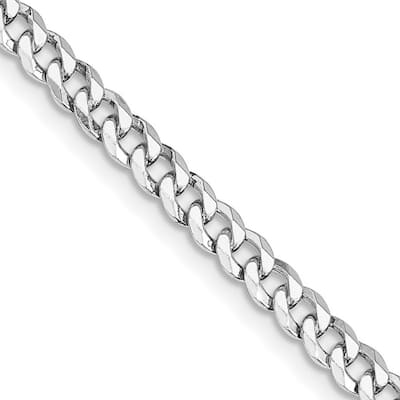 Curata 925 Sterling Silver Rhodium 4mm Beveled Curb Chain Necklace for Men