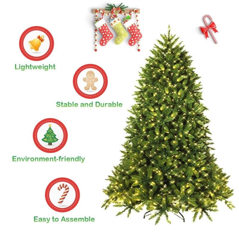 5 Feet Artificial Fir Christmas Tree with LED Lights and 600 Branch Tips
