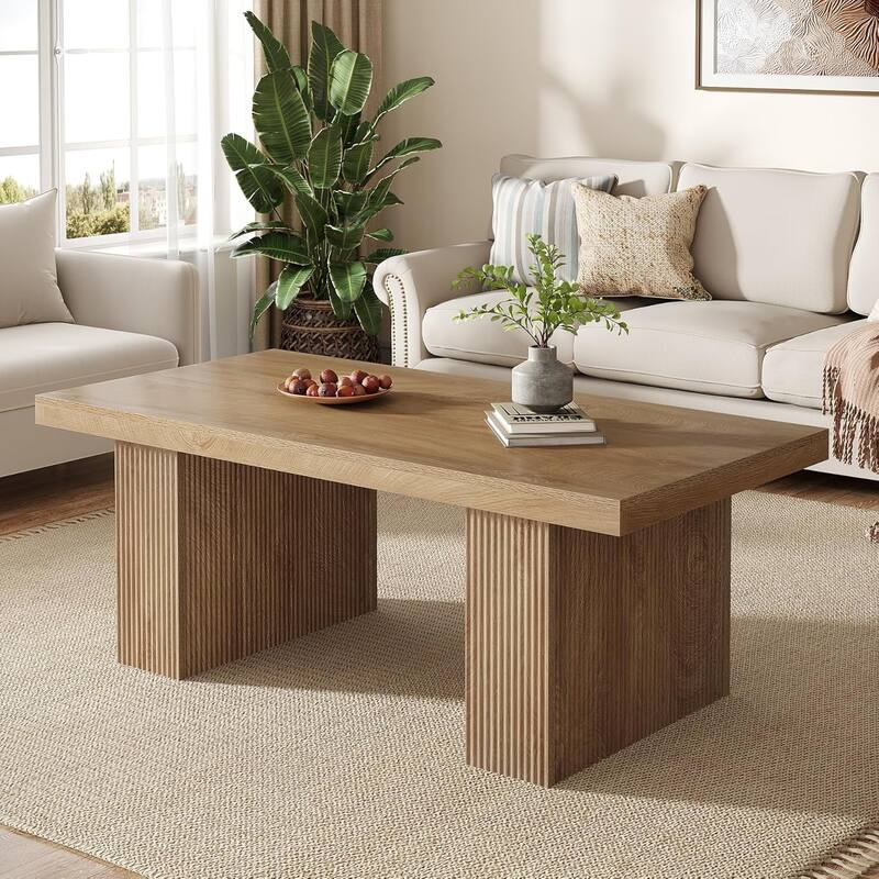 47.24 Inch Farmhouse Coffee Table with Large Tabletop for Living Room, Apartment, Reception Areas