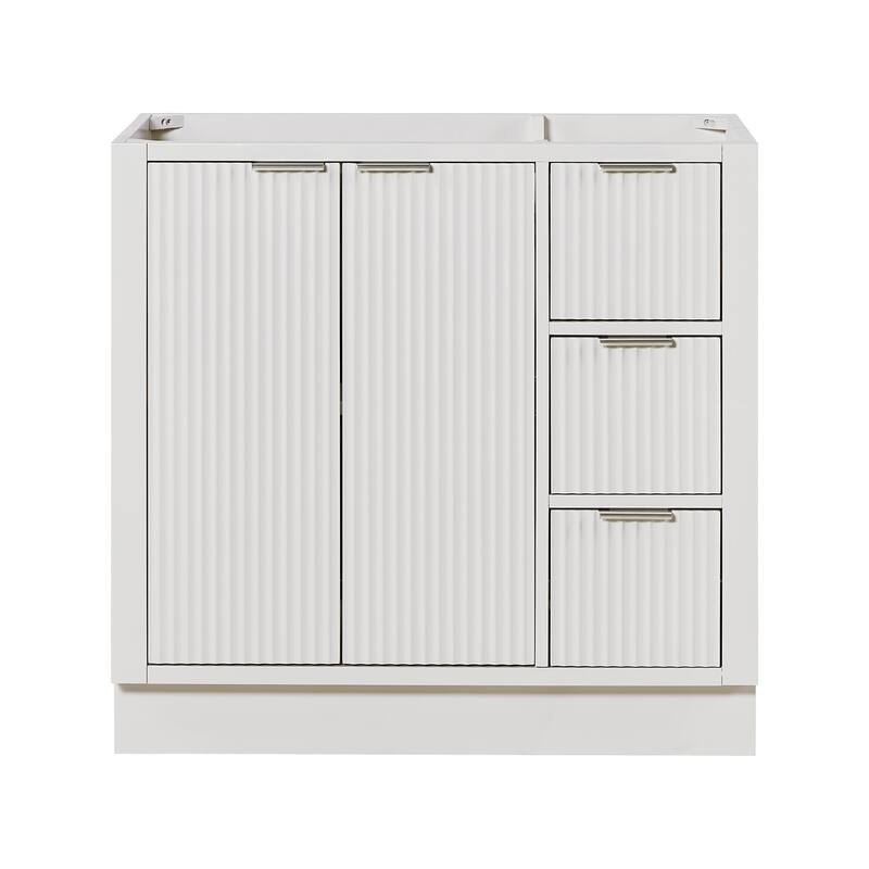 Ariel P36-L-BC Milan 36" Single Free Standing Vanity Cabinet - Warm White / Brushed Nickel Hardware