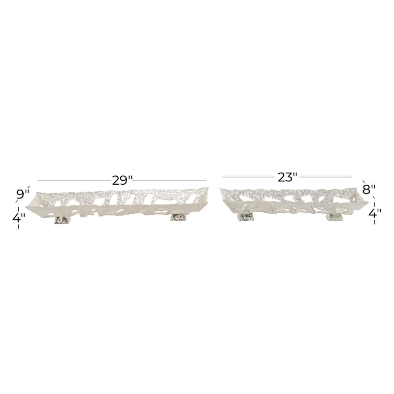 Stylish Aluminum Metal Tray (Set of 2) - Silver or Gold