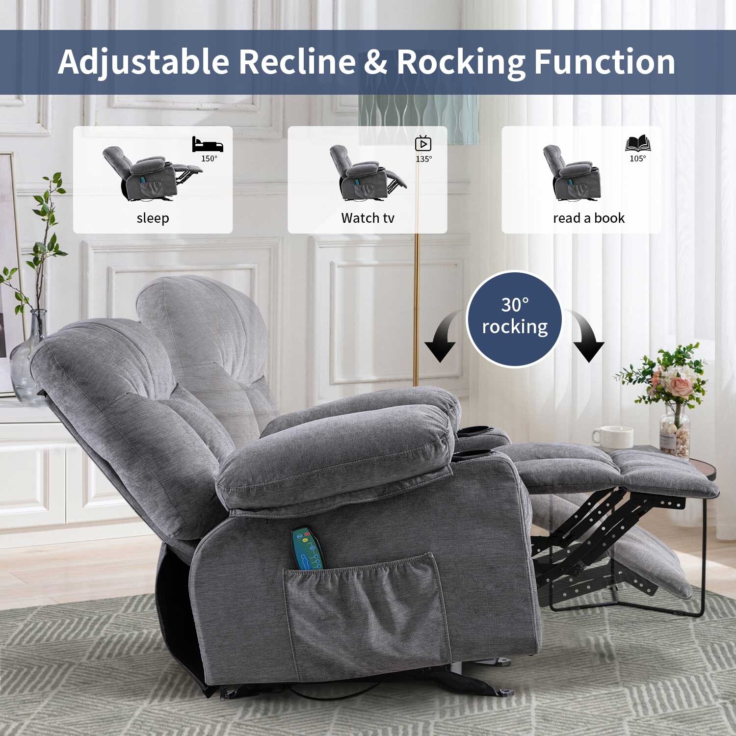 Manual swivel rocker Heated Massage Recliner Chair - Bed Bath & Beyond -  36001904