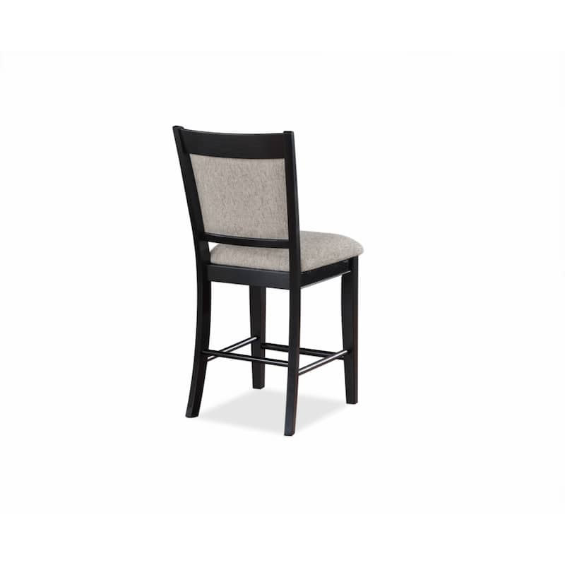 Farmhouse Style 2pc Linen Counter Height Chair Bar Stool Footrest Wooden Furniture
