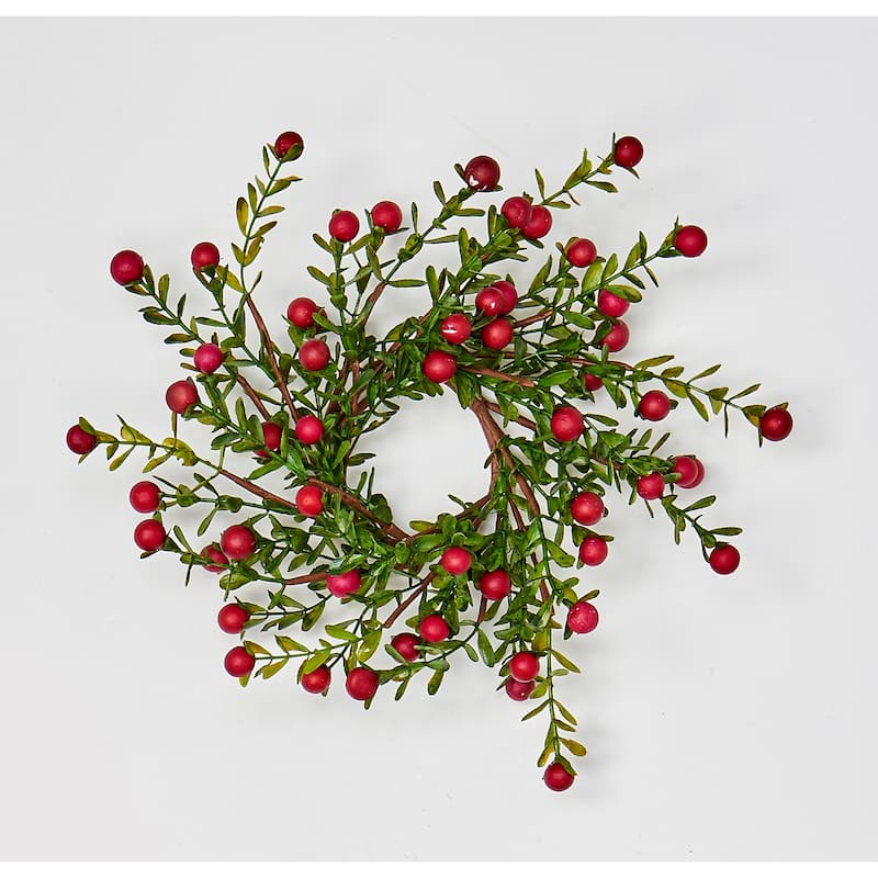 2.25" Boxwood & Berry Candle Ring, Set of 2 - 8