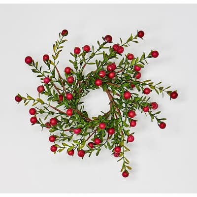 2.25" Boxwood & Berry Candle Ring, Set of 2 - 8