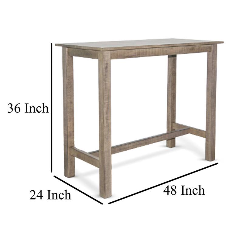 Rena Counter Table, 48 Inch Rectangular Beige Pebble Mahogany Wood