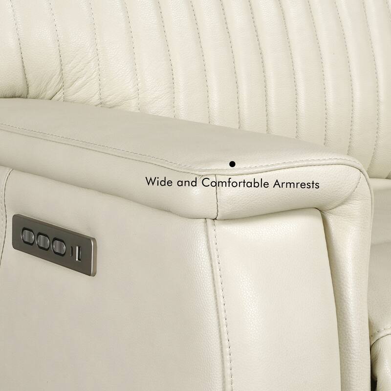 Genuine Leather Reclining Loveseat with Triple Power Adjustable Headrest, Lumbar Support, Zero Gravity, USB & USB-C Ports