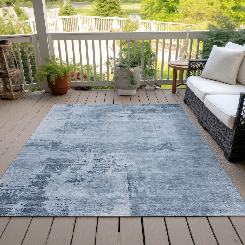Machine Washable Indoor/ Outdoor Abstract Modern Chantille Rug